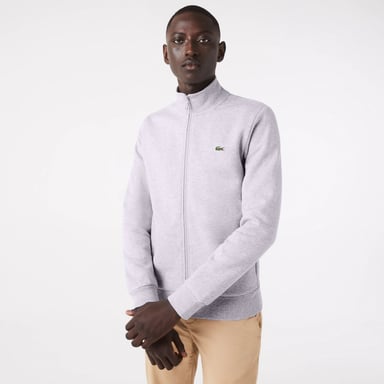 Lacoste regular fit geborsteld fleece herensweatshirt met rits
