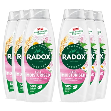 Radox Mineral Therapy Shower Gel Feel Moisturised Mood Boosting 450ml, 6 Pack