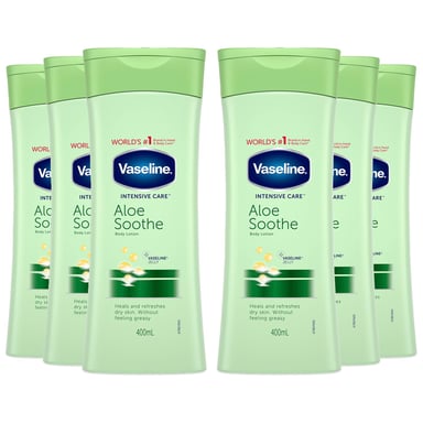 Vaseline Intensive Care Body Lotion, Aloe Soothe, 400ml 6 Pack