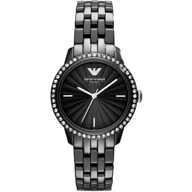 Emporio Armani AR1478 Dames Ceramica Zwart Kristal Horloge