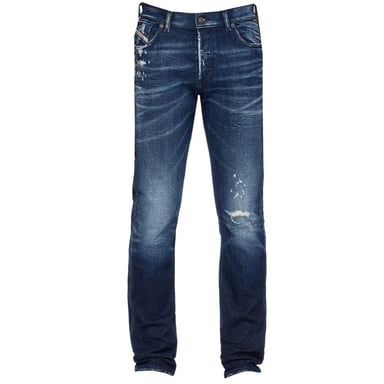 Diesel D-Sark donkerblauwe vernietigde, versterkte jeans