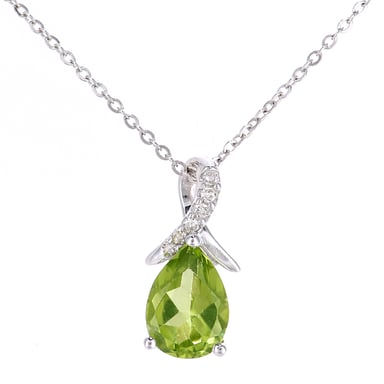 9ct witgouden 0,84ct peridot en 0,02ct diamanten hanger