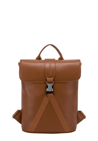 Smooth Leather Buckle Backpack