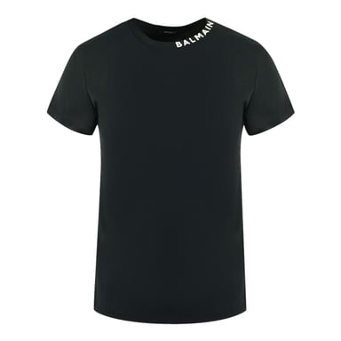 Balmain vetgedrukt logo op kraag zwart T-shirt