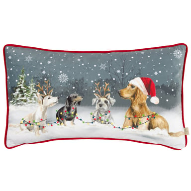 Evans Lichfield Christmas Dogs  Piped Cushion
