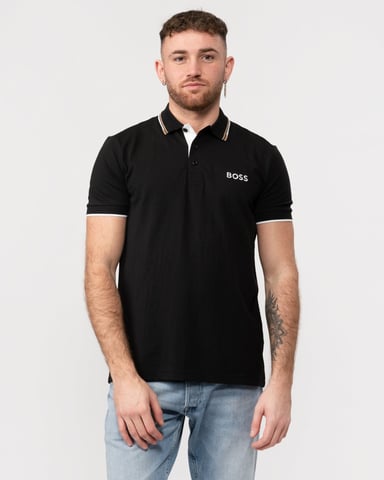 BOSS Green Paddy Pro Mens Cotton Blend Polo Shirt With Contrast Logos