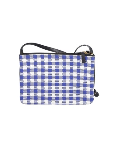 Celine Trio Gingham Crossbody Bag in Blue and White Cotton