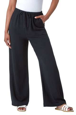 Petite Linen Mix Wide Leg Trouser