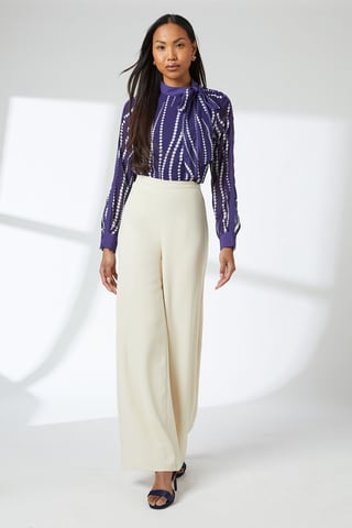 Navy Spot Contrast Detail Top