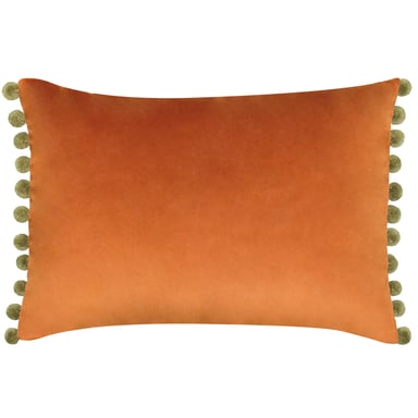 Paoletti Fiesta Velvet Pom Pom Trimmed Cushion Cover