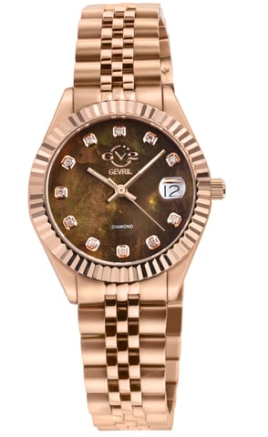 GV2 Naples 12401 Brown Dial Rose Gold Swiss Quartz Diamond Watch