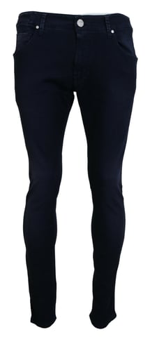 Acht Heren Blauwe Katoenen Aansluitende Slim Fit Casual Spijkerbroek