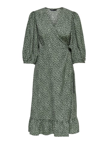ONLY wikkeljurk ONLOLIVIA met all over print en volant groen/zwart