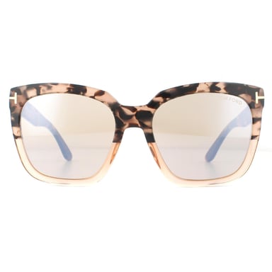 Tom Ford Zonnebril Amarra FT0502 55G Roze Havana Bruin Mirror
