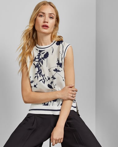 Gebreide Ted Baker Miha Bluebell gebreid mouwloos topje, wit