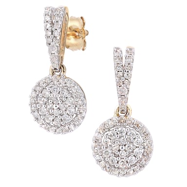 9ct geelgouden diamanten clusteroorbellen