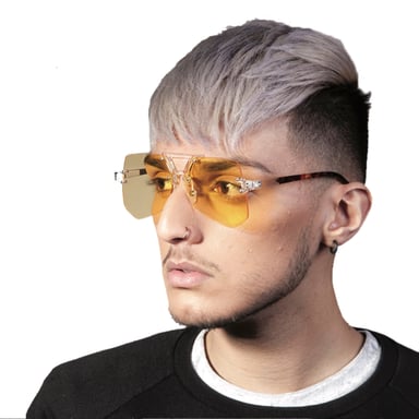 Clear Frame Geometric Sunglasses with Coloured Lenses