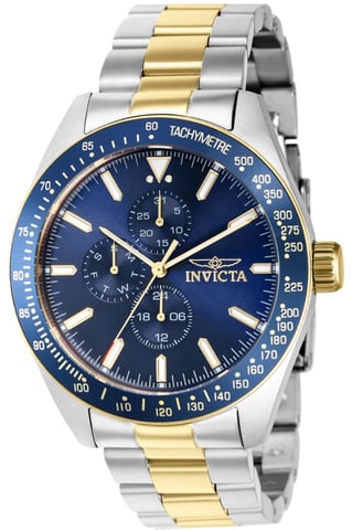 Invicta Aviator 39076 Heren Horloge - Waterdicht - Analoog - Quartz Uurwerk - Roestvrij Staal met blauwe Wijzerplaat -45mm