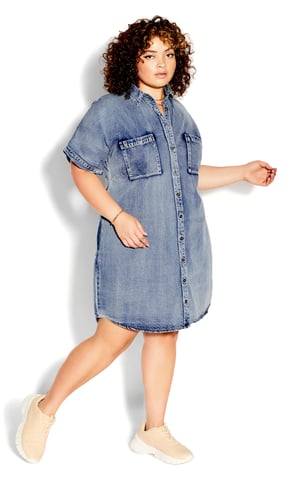 CITY CHIC Women's Denim Sleek Dress - mid denim
