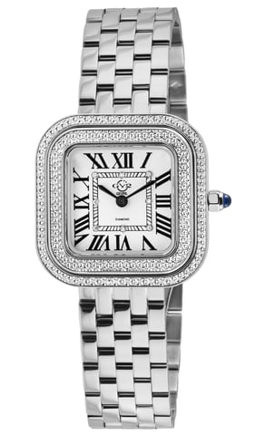 GV2 Bellagio Women's Swiss Made Diamond Watch, Silver-White Dial, 316L Stainless Steel Bracelet