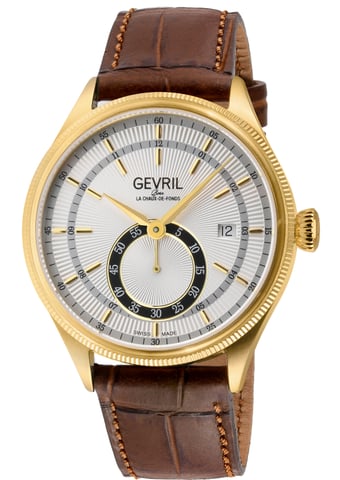 Gevril Empire Italian Brown Leather Swiss Automatic ETA 2895 Watch
