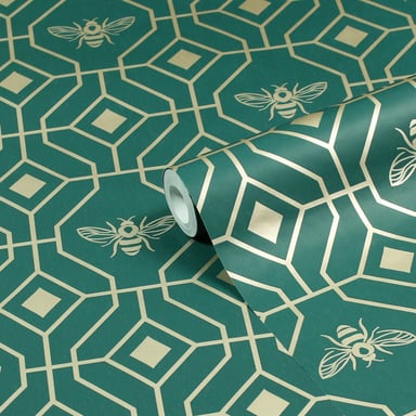 Bee Deco Gouden Geometrische Folie Behang