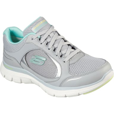 Skechers Flex Appeal 4.0 True Clarity Leren Damessneakers Grijs / Veelkleurig