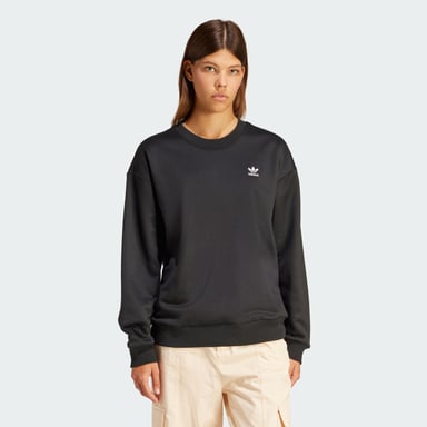 Women's adidas Originals Trefoil Loose Crew Sweatshirt in Black