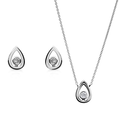 Orphelia 'Ellie' Dames 925 Sterling Zilveren Set: Ketting + Oorbellen - Zilver SET-7485