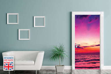 Sunset At Sea Self-Adhesive Door Mural Sticker For All Europe Size 90Cm X 200Cm