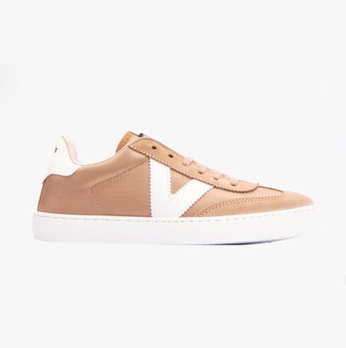 BERLIN SPLIT LEATHER & NYLON Womens Trainers Taupe