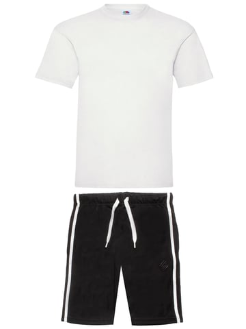 Enzo | Heren T-shirt & Korte Broek Loungewear Set - Wit/Zwart