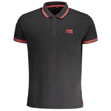 Cavalli klasse getipte kraag rood logo zwart poloshirt
