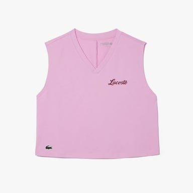 Dames Lacoste Sport Ultra Dry Cotton Sport Crop Top in Roze