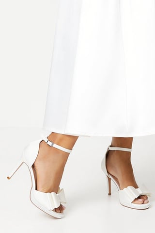 Tala Bridal Satin Structured Bow High Heel Platform Sandals