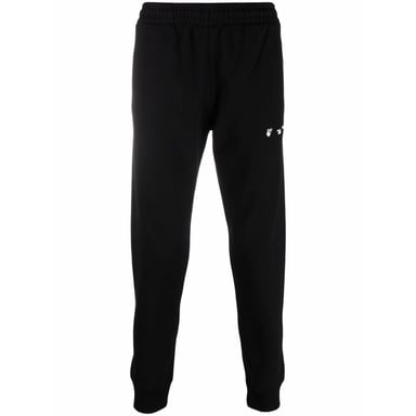 Gebroken witte OW-logo korte zwarte joggingbroek met manchetten