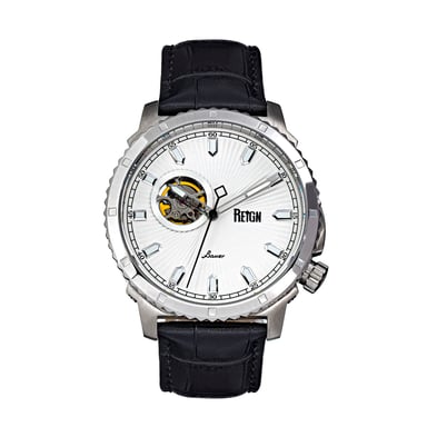 Reign Bauer automatisch semi-skelet lederen band horloge
