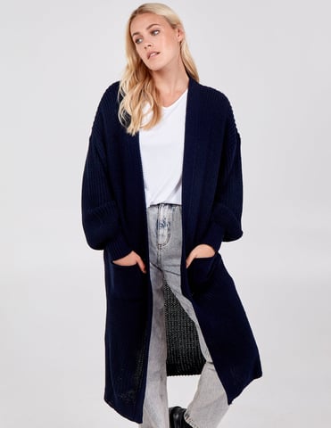 Longline Double Pocket gebreide vest