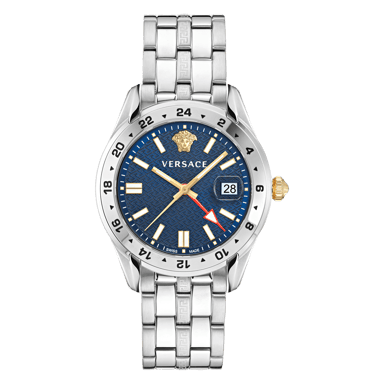 Versace Greca Time Gmt Heren Horloge Zilverkleurig VE7C00523