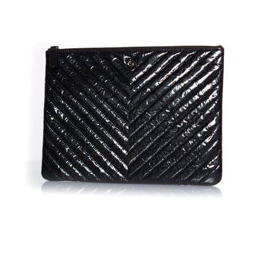 patent leather chevron zip O case