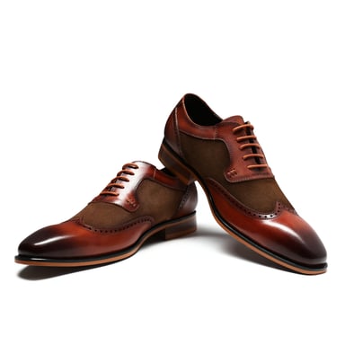 Herenschoen met klassieke sierstiksels Zakelijke schoenen Glad leer Lage schoenen Bruin