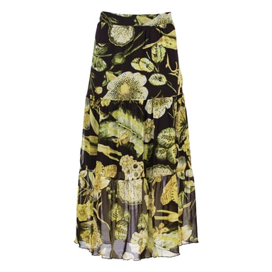 Bloemenprint Transparante Gelaagde Rok – Semi-maxi Lengte, Elastische Taille