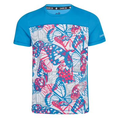 Dare 2b Kinderen/Kinderen Drijvertje Actief T-Shirt (Atlantisch Blauw/Cyber Roze Vlinder)