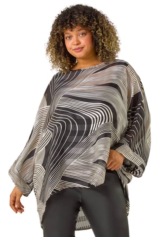 Curve Mono Wave Print Woven Top