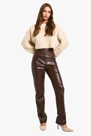 High Waisted PU Trousers