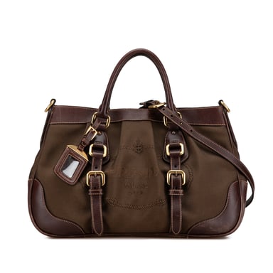 Vintage Prada Canapa Logo Satchel Bruin
