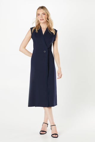 Ponte Button Waist Midi Dress