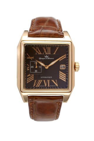 Yonger Brown Dial Leather Roman Numerals Watch