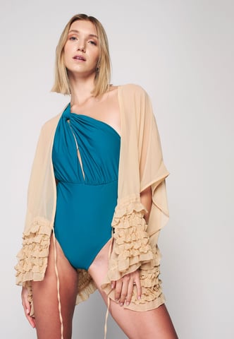Herita Kimono met Ruches - Lichtbruin