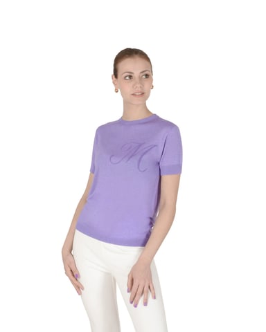 Crown Of Edinburgh Kasjmier Korte Mouw Art 003 Lilac Letter M